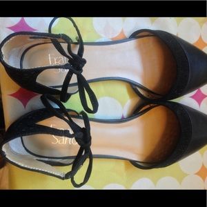 Franco Sarto Black Leather Flats Size 9